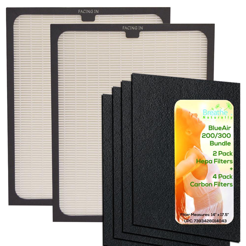 2-Pack Replacement Carbon Pre-Filters For BlueAir 200 & 300 Series Air Purifiers - MERV 13, Black
