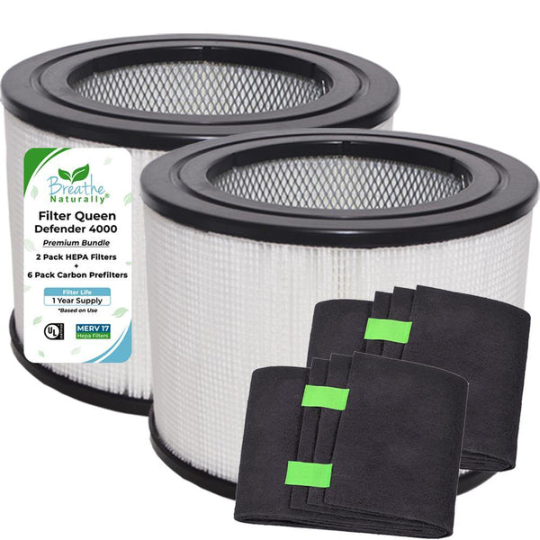 Filter Queen Defender 4000 Series Replacement HEPA + Carbon Pre-Filter Bundle - Breathe Naturally