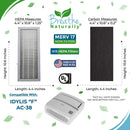 Idylis "F" AC-38 Replacement HEPA + Carbon Pre-Filter Bundle - Breathe Naturally