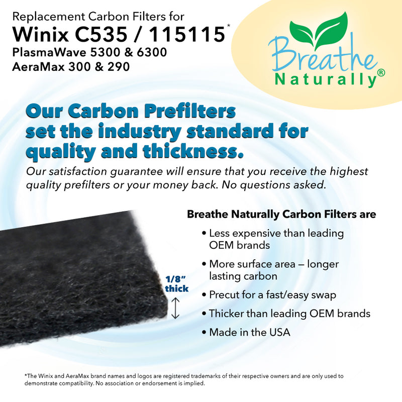 Winix C535, Plasmawave 5300, 6300 and Aeramax 300/290 Replacement Carbon Prefilters