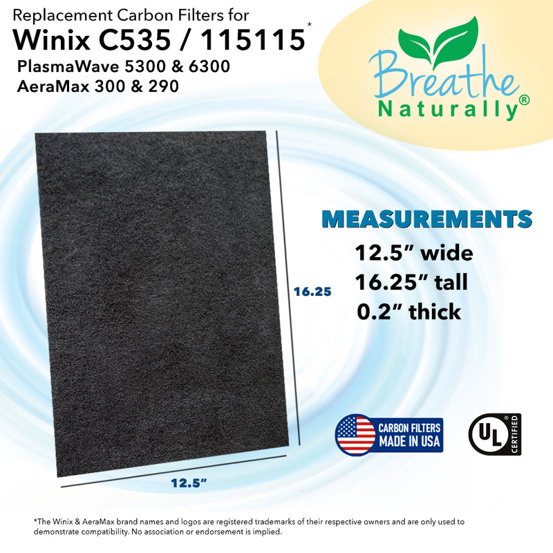 Winix C535, Plasmawave 5300, 6300 and Aeramax 300/290 Replacement Carbon Prefilters