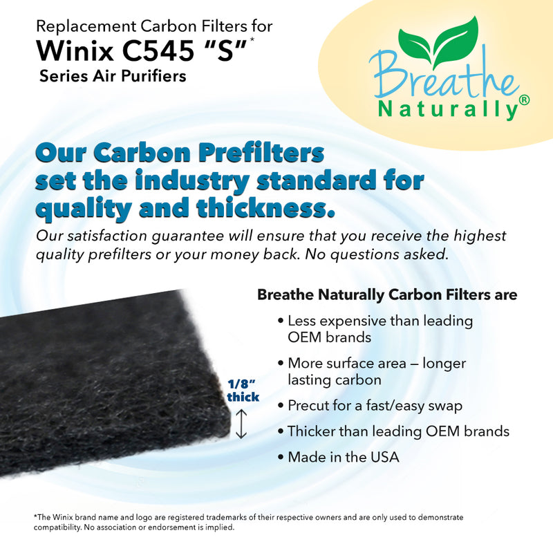 Breathe Naturally Replacement Winix Filter "S" Carbon Filters for Winix C545 Series Air Purifiers