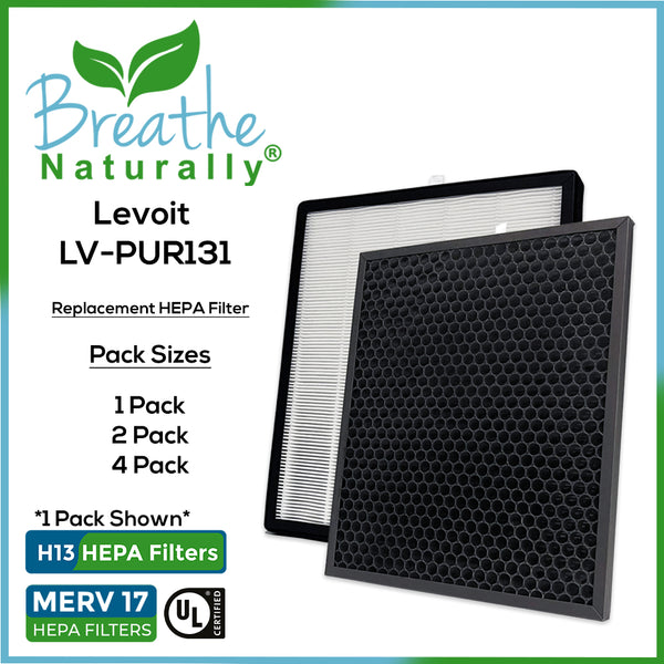 LV-PUR131 Filter Replacement for LEVOIT Air Purifier LV-PUR131 LV-PUR131S LV -PUR131-RF, Includes 2 Pack Ture HEPA Filters + 2 Pack Activated Carbon Pre- Filters : : Home